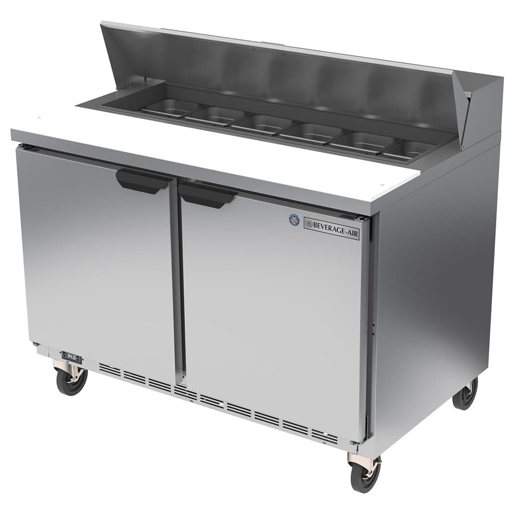 Beverage-Air SPE48HC-12 48" Hydrocarbon Series Sandwich/Salad Prep Table w/ Refrigerated Base, 115v