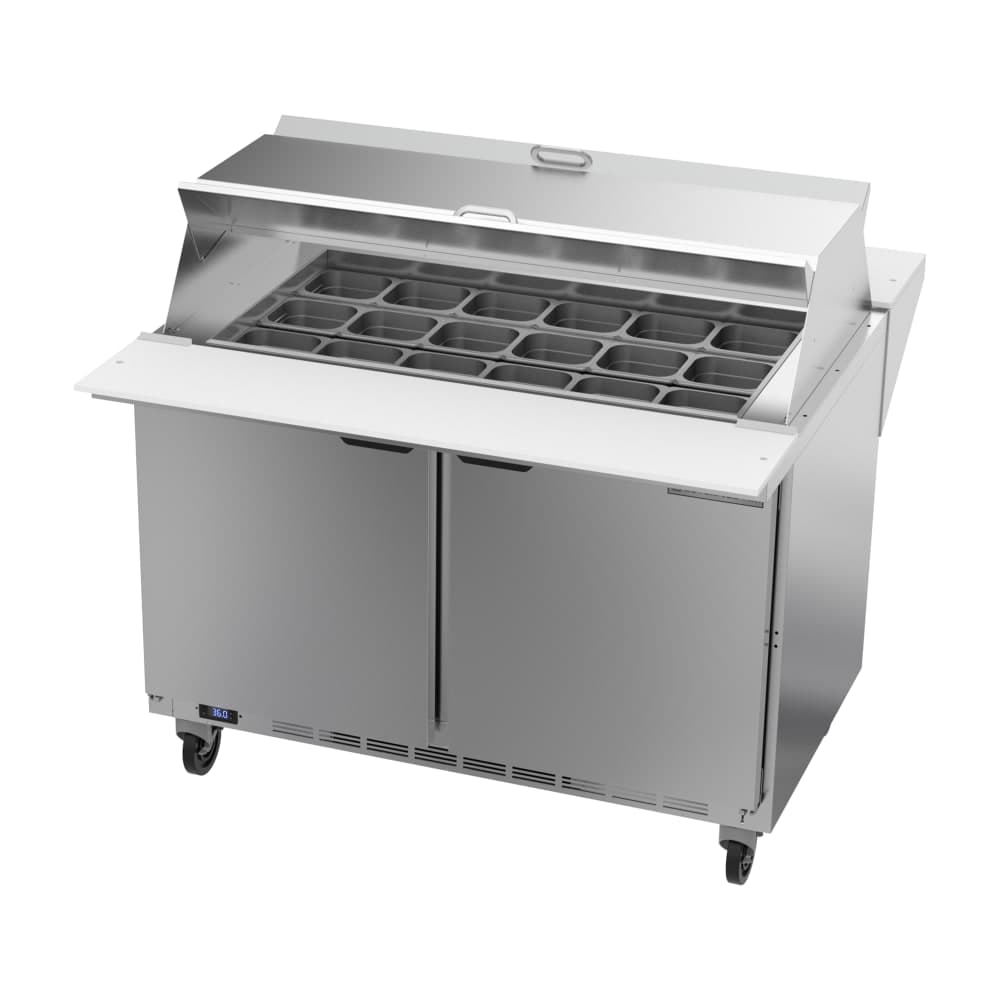 Beverage-Air SPE48HC-18M-DS 48" Hydrocarbon Series Mega Top Dual Sided Sandwich/Salad Prep Table w/ Refrigerated Base, 115v