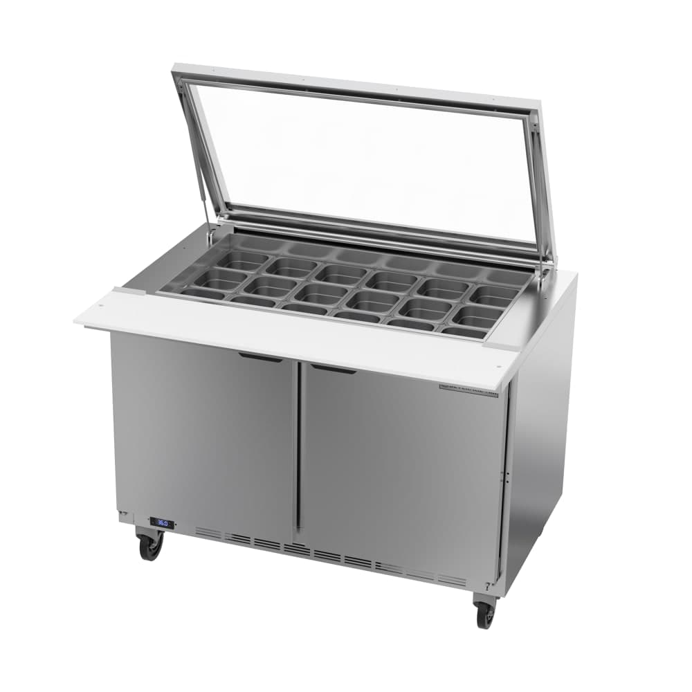 Beverage-Air SPE48HC-18M-STL 48" Hydrocarbon Series Mega Top Sandwich/Salad Prep Table w/ Refrigerated Base, 115v