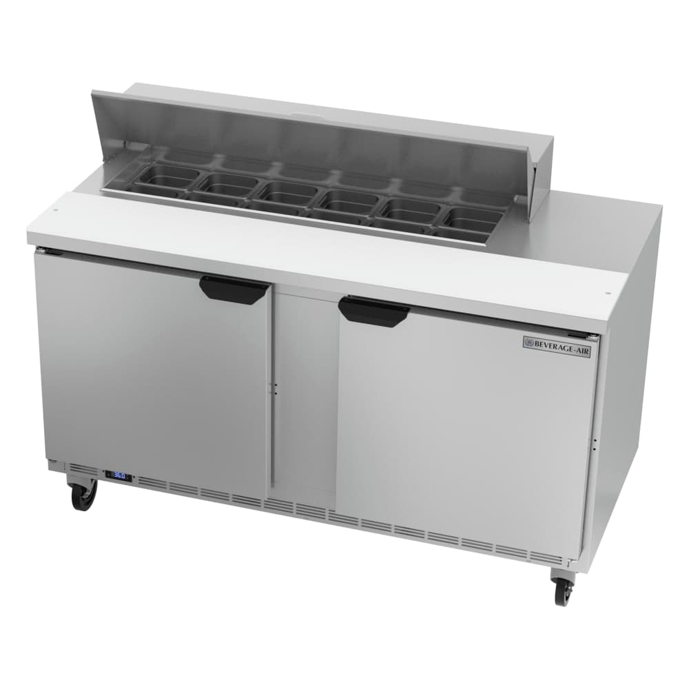 Beverage-Air SPE60HC-12 60" Hydrocarbon Series Sandwich/Salad Prep Table w/ Refrigerated Base, 115v