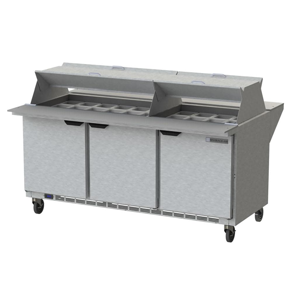 Beverage-Air SPE72HC-30M-DS 72" Hydrocarbon Series Mega Top Dual Sided Sandwich/Salad Prep Table w/ Refrigerated Base, 115v