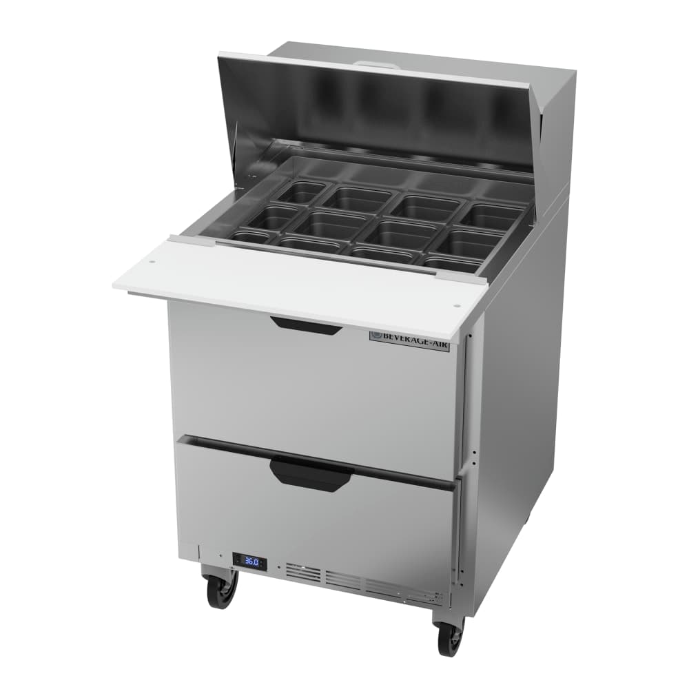 Beverage-Air SPED27HC-12M 27" Hydrocarbon Series Mega Top Sandwich/Salad Prep Table w/ Refrigerated Base, 115v