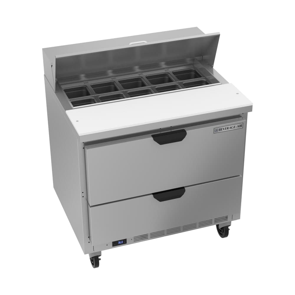 Beverage-Air SPED36HC-10-2 36" Hydrocarbon Series Sandwich/Salad Prep Table w/ Refrigerated Base, 115v