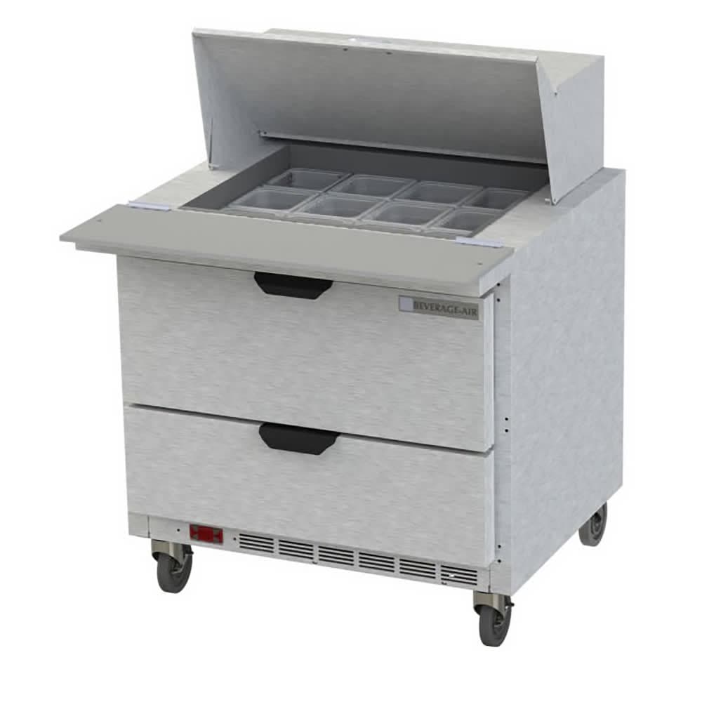 Beverage-Air SPED36HC-12M-2 36" Hydrocarbon Series Mega Top Sandwich/Salad Prep Table w/ Refrigerated Base, 115v