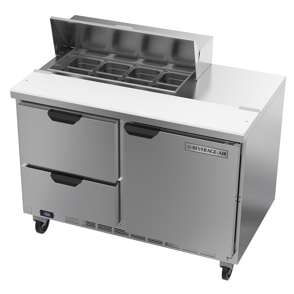 Beverage-Air SPED48HC-08-2 48" Hydrocarbon Series Sandwich/Salad Prep Table w/ Refrigerated Base, 115v