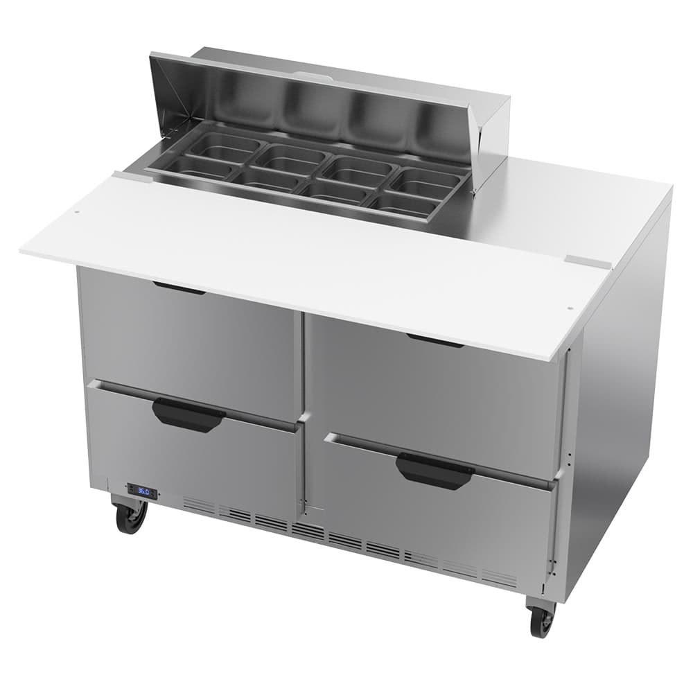 Beverage-Air SPED48HC-08C-4 48" Hydrocarbon Series Sandwich/Salad Prep Table w/ Refrigerated Base, 115v