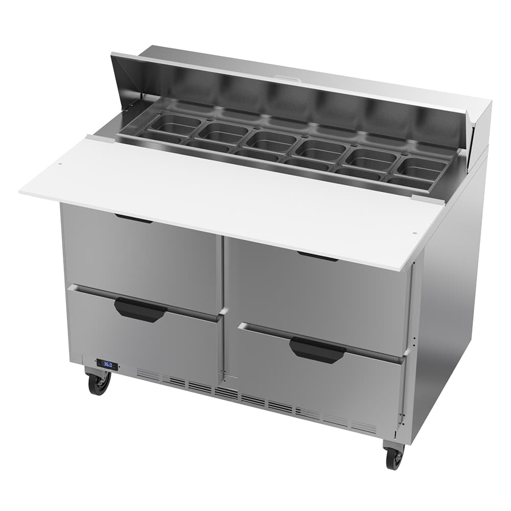 Beverage-Air SPED48HC-12C-4 48" Hydrocarbon Series Sandwich/Salad Prep Table w/ Refrigerated Base, 115v