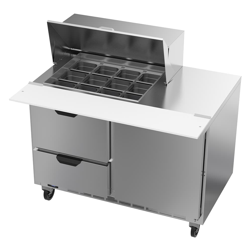 Beverage-Air SPED48HC-12M-2 48" Hydrocarbon Series Mega Top Sandwich/Salad Prep Table w/ Refrigerated Base, 115v