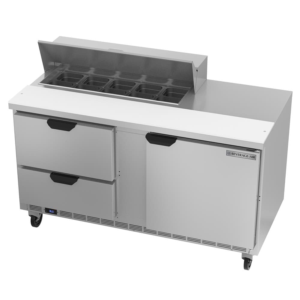 Beverage-Air SPED60HC-10-2 60" Hydrocarbon Series Sandwich/Salad Prep Table w/ Refrigerated Base, 115v