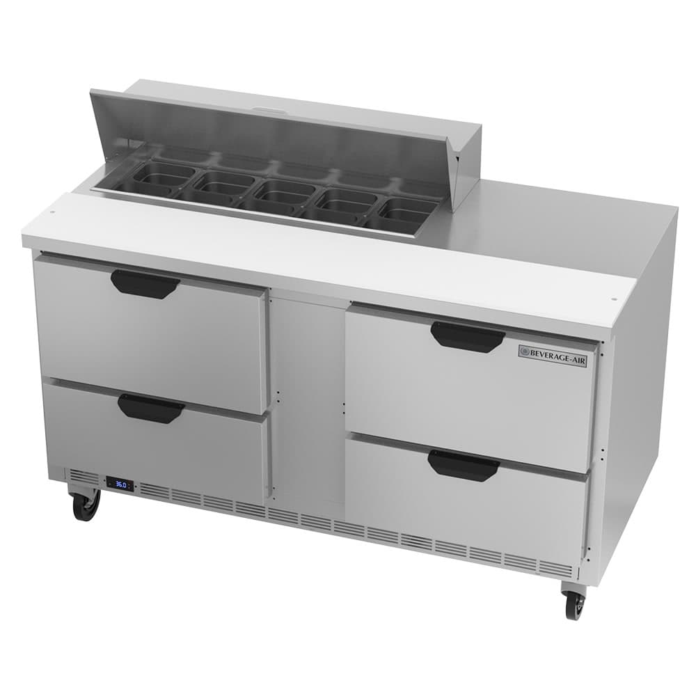 Beverage-Air SPED60HC-10-4 60" Hydrocarbon Series Sandwich/Salad Prep Table w/ Refrigerated Base, 115v