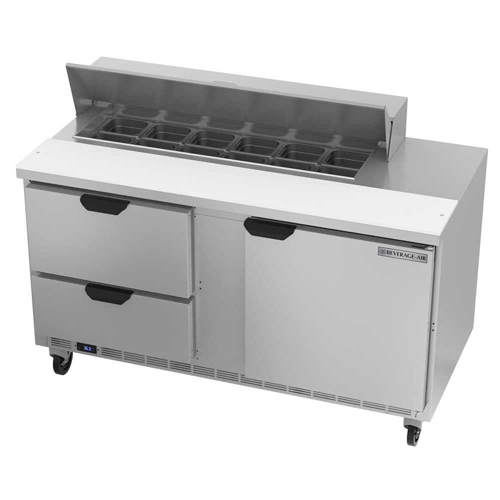 Beverage-Air SPED60HC-12-2 60" Hydrocarbon Series Sandwich/Salad Prep Table w/ Refrigerated Base, 115v