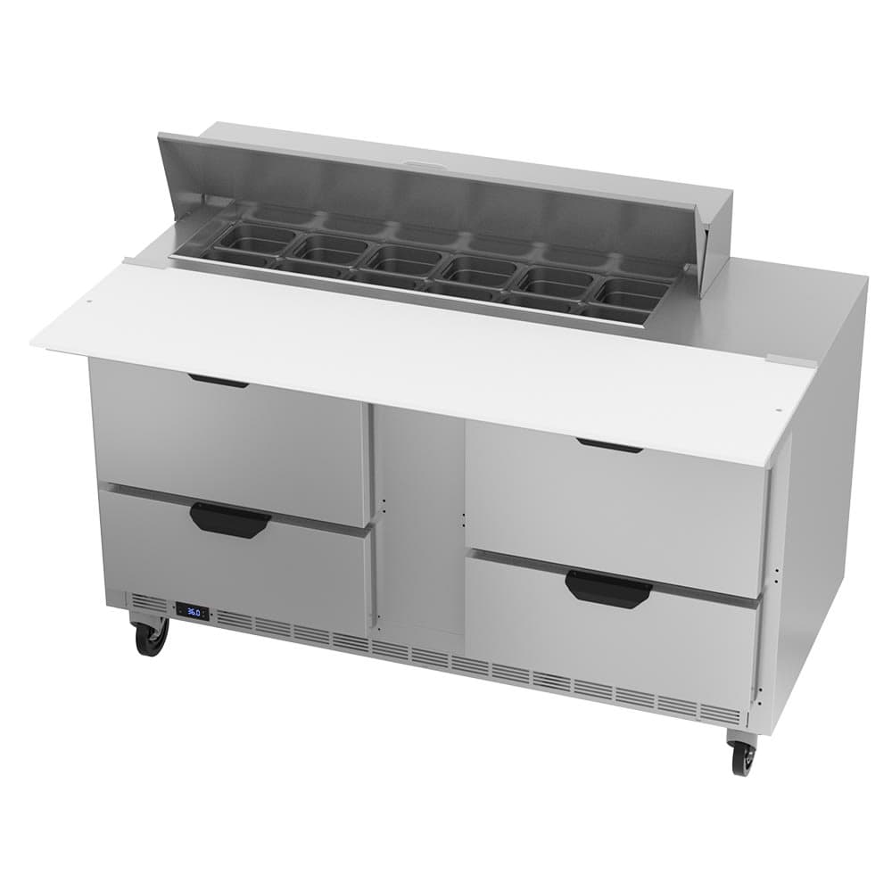 Beverage-Air SPED60HC-12C-4 60" Hydrocarbon Series Sandwich/Salad Prep Table w/ Refrigerated Base, 115v