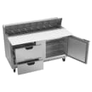 Beverage-Air SPED60HC-16C-2 60" Hydrocarbon Series Sandwich/Salad Prep Table w/ Refrigerated Base, 115v thumbnail 4