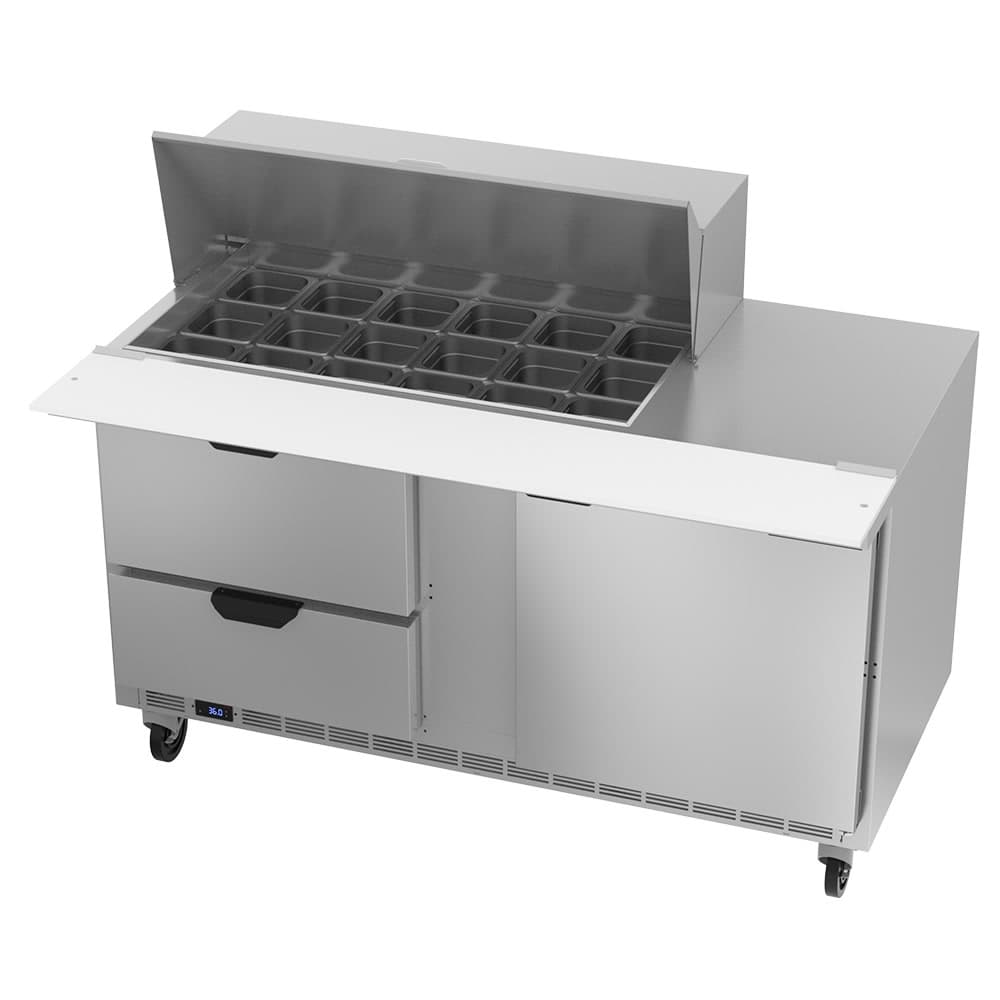 Beverage-Air SPED60HC-18M-2 60" Hydrocarbon Series Mega Top Sandwich/Salad Prep Table w/ Refrigerated Base, 115v