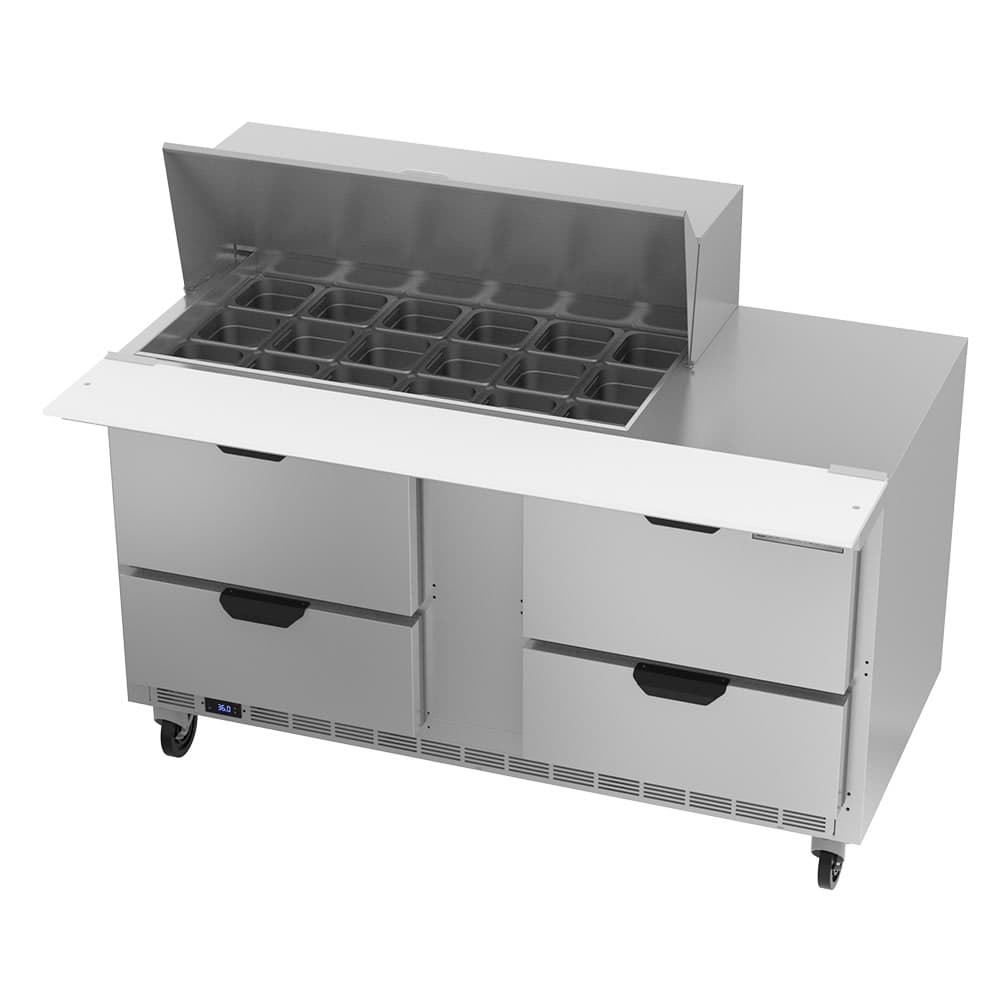 Beverage-Air SPED60HC-18M-4 60" Hydrocarbon Series Mega Top Sandwich/Salad Prep Table w/ Refrigerated Base, 115v