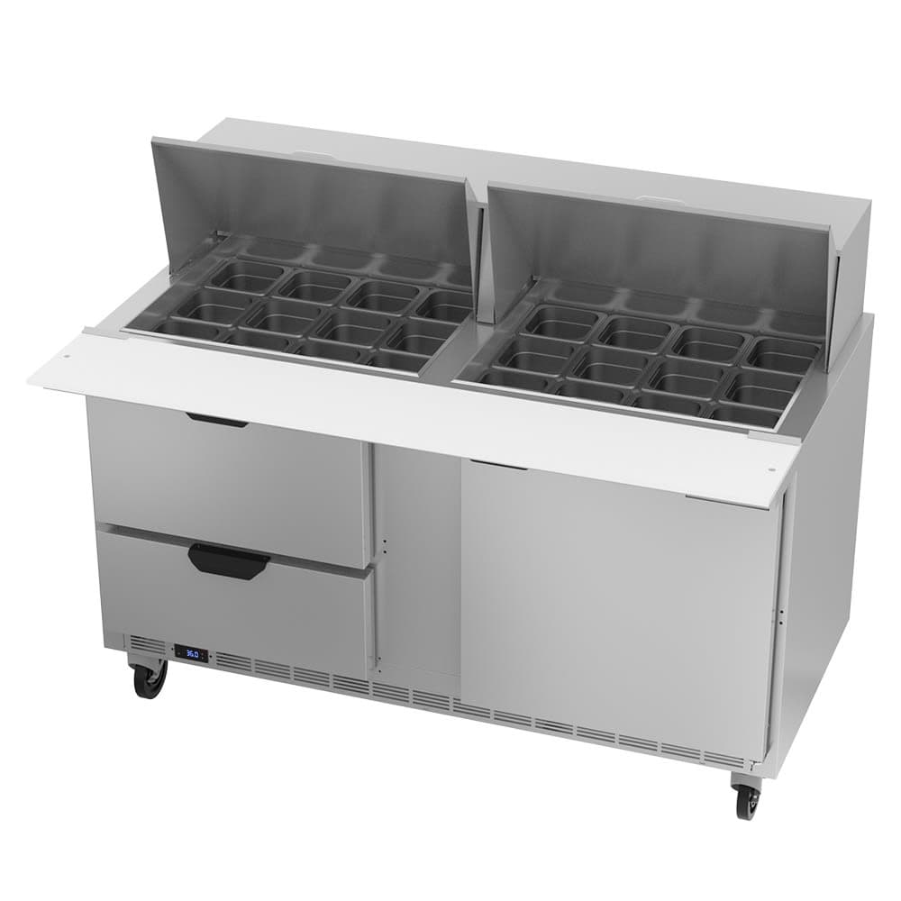 Beverage-Air SPED60HC-24M-2 60" Hydrocarbon Series Mega Top Sandwich/Salad Prep Table w/ Refrigerated Base, 115v