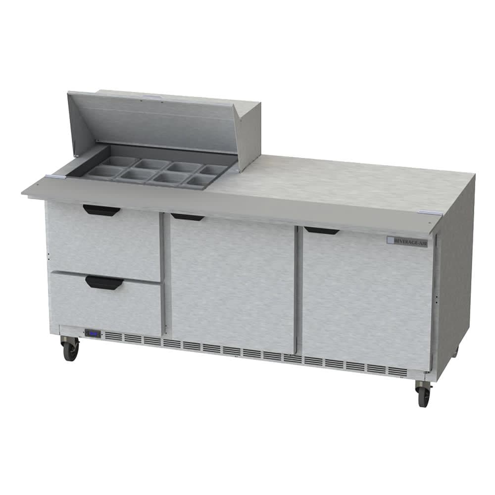 Beverage-Air SPED72HC-12M-2 72" Hydrocarbon Series Mega Top Sandwich/Salad Prep Table w/ Refrigerated Base, 115v