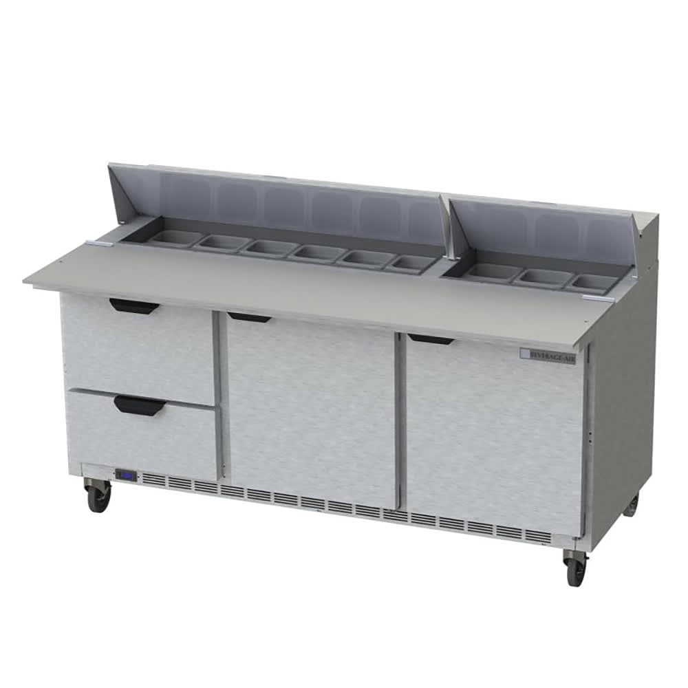 Beverage-Air SPED72HC-18C-2 72" Hydrocarbon Series Sandwich/Salad Prep Table w/ Refrigerated Base, 115v