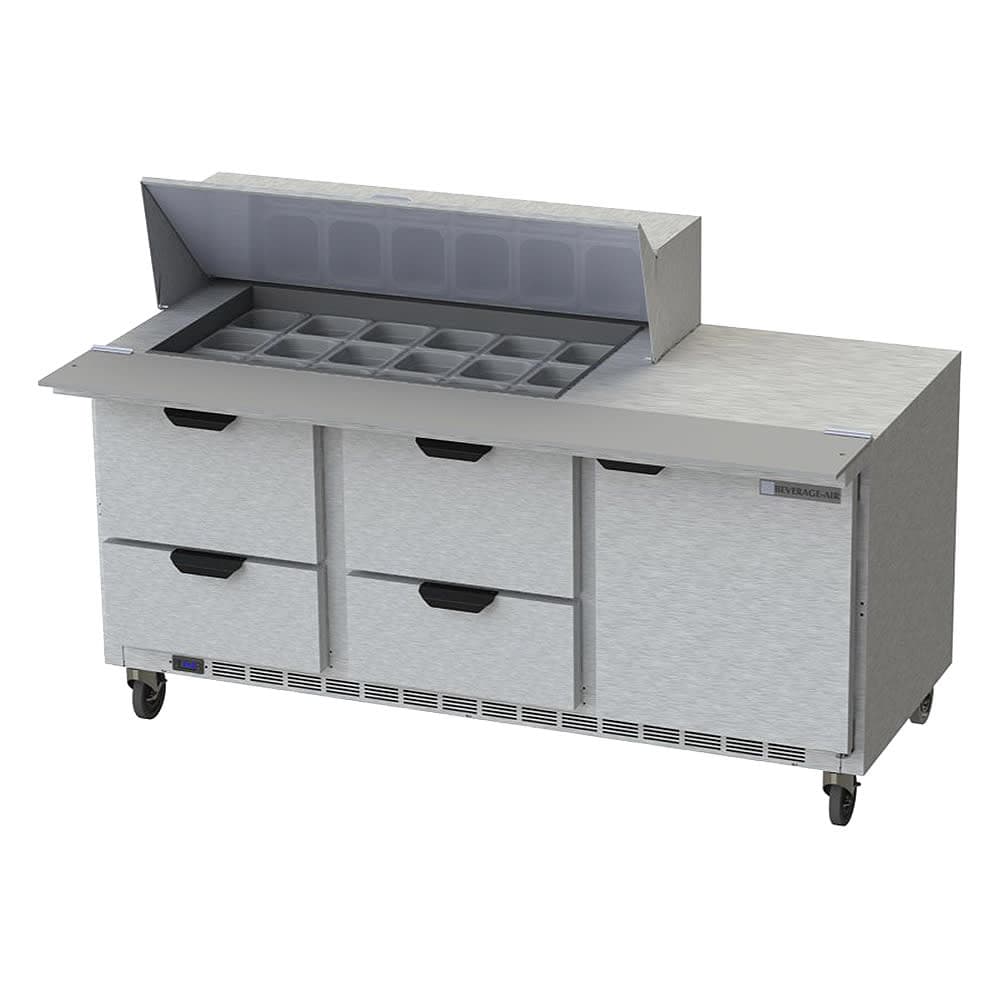 Beverage-Air SPED72HC-18M-4 72" Hydrocarbon Series Mega Top Sandwich/Salad Prep Table w/ Refrigerated Base, 115v