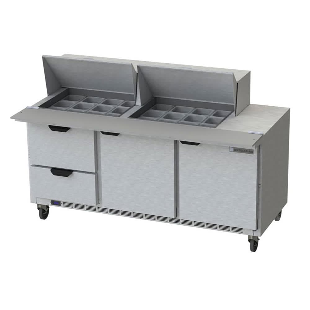 Beverage-Air SPED72HC-24M-2 72" Hydrocarbon Series Mega Top Sandwich/Salad Prep Table w/ Refrigerated Base, 115v