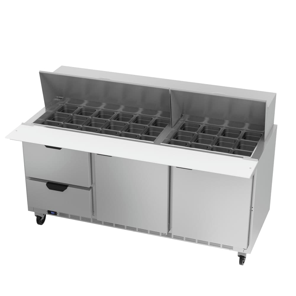 Beverage-Air SPED72HC-30M-2 72" Hydrocarbon Series Mega Top Sandwich/Salad Prep Table w/ Refrigerated Base, 115v