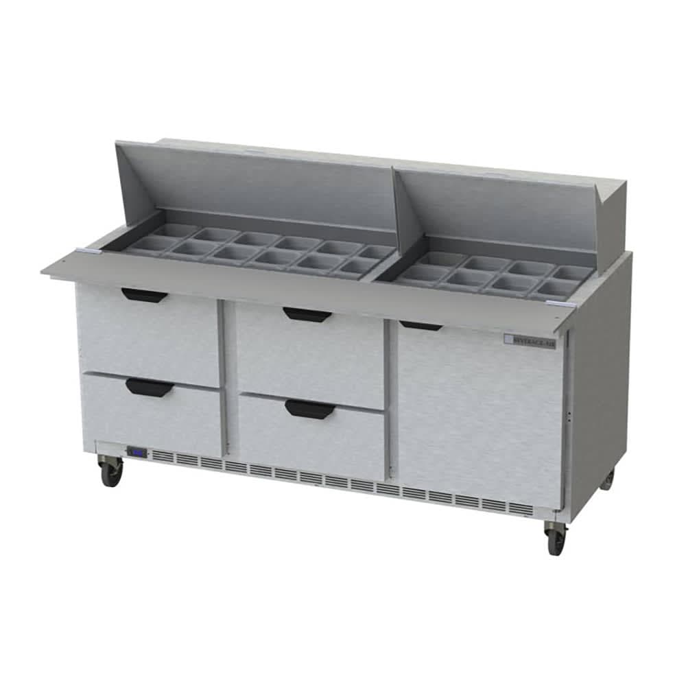 Beverage-Air SPED72HC-30M-4 72" Hydrocarbon Series Mega Top Sandwich/Salad Prep Table w/ Refrigerated Base, 115v