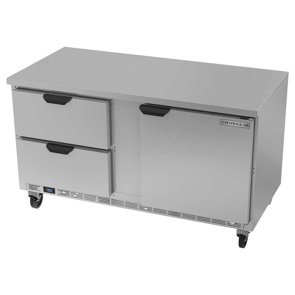 Beverage-Air WTFD60AHC-2-FLT 60" W Worktop Freezer w/ (2) Section & (2) Drawers & (1) Door, 115v