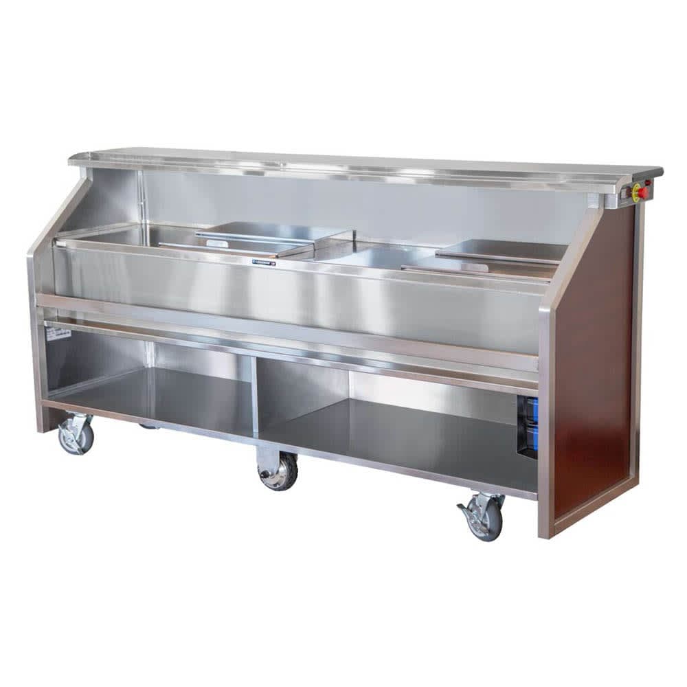 Lakeside 173671 95 1/8" Portable Bar - (2) 40 lb. Ice Bins, Speed Rail, Drive Control