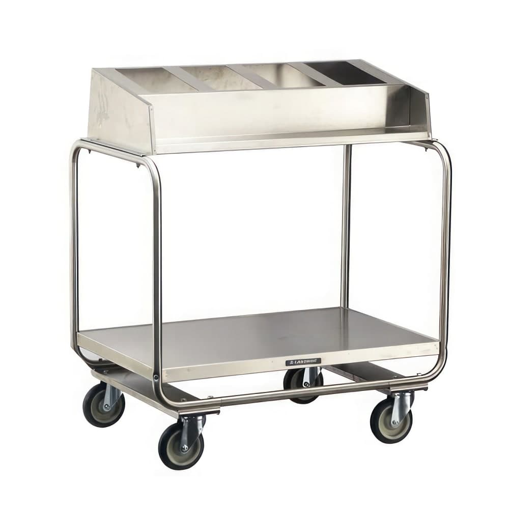 Lakeside 214 Tray & Silver Cart w/ Angle Frame & (4) 1/3 Size Pans