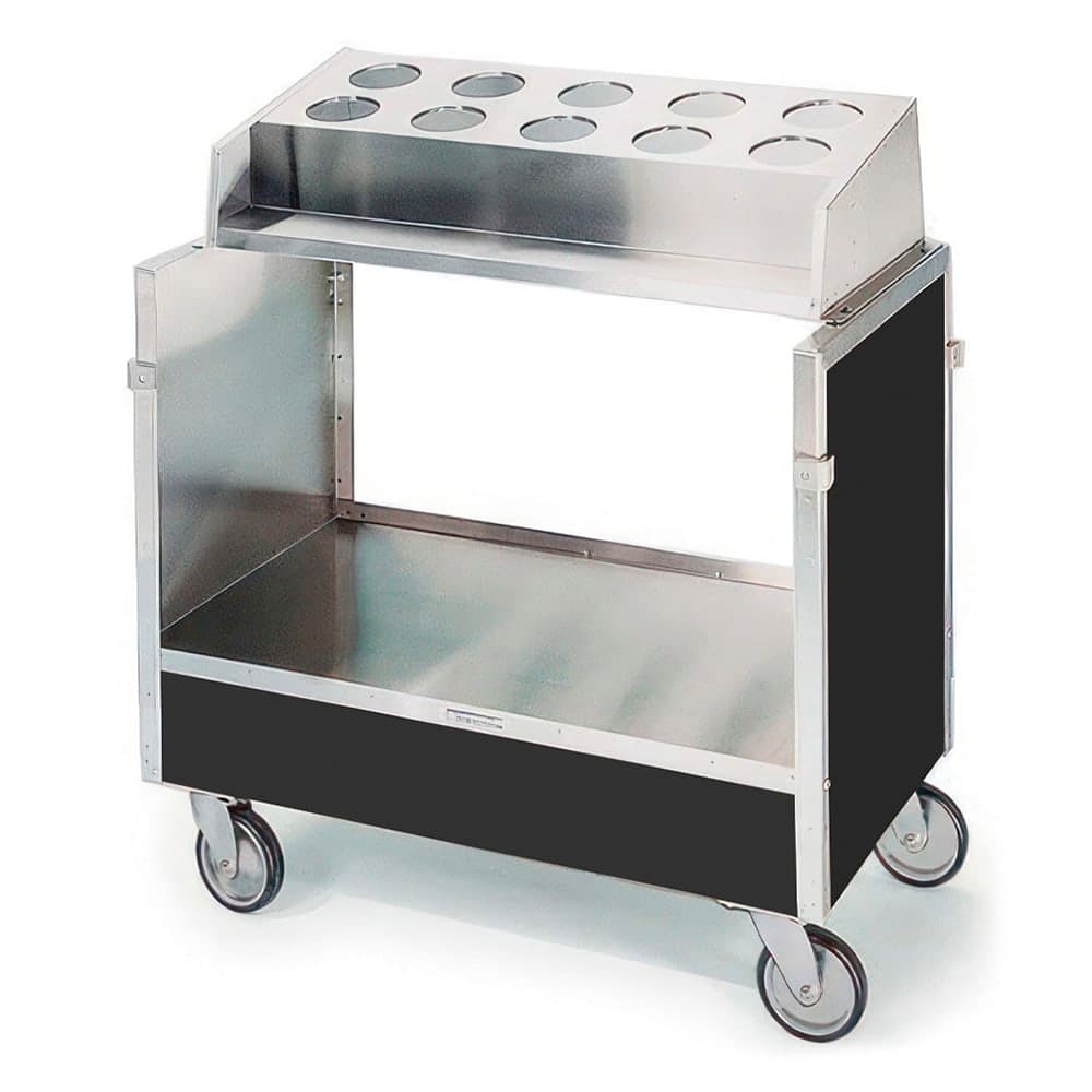 Lakeside 603 Tray & Silver Cart w/ Pan Type Silver Dispenser, 500 lb, Black