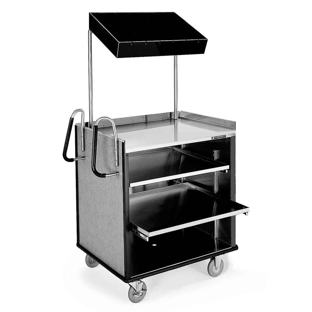 Lakeside 660 Food Cart w/ Overshelf, 49"L x 28 1/4"W x 72 1/4"H, Black