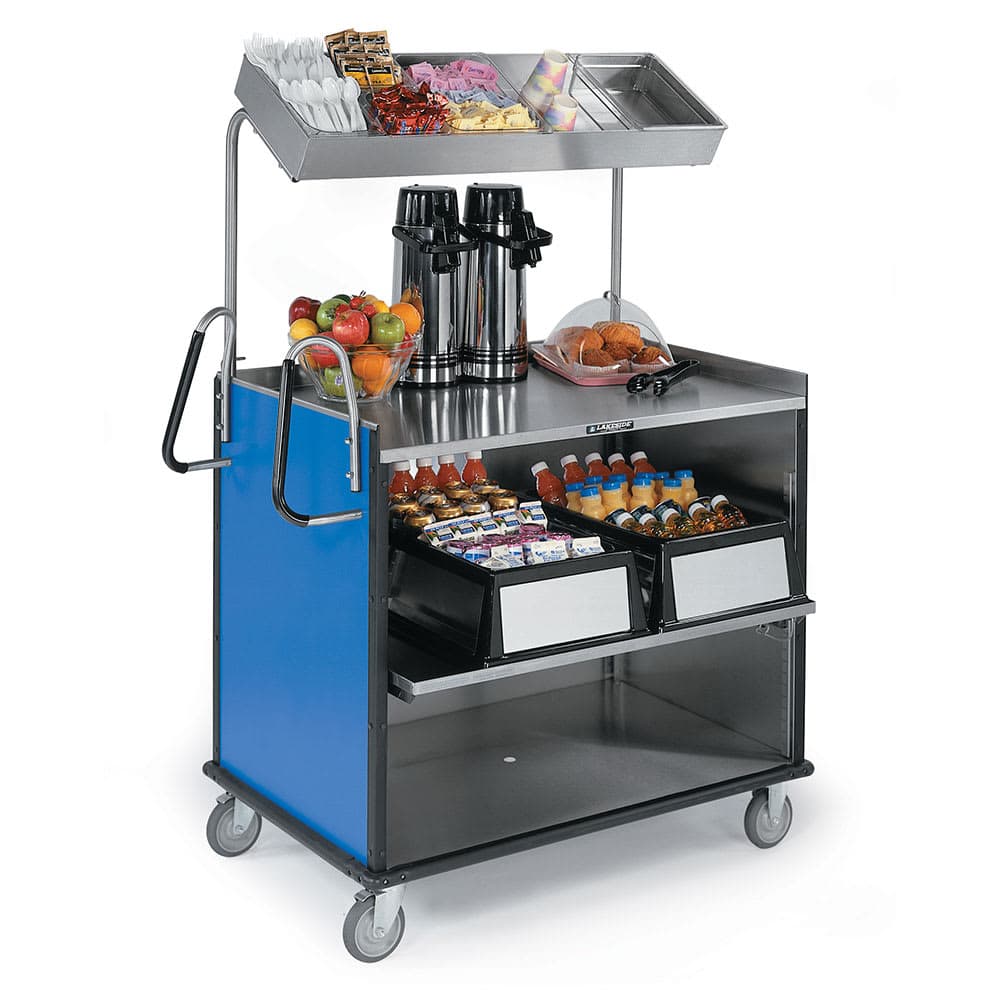 Lakeside 660 Food Cart w/ Overshelf, 49"L x 28 1/4"W x 72 1/4"H, Royal Blue