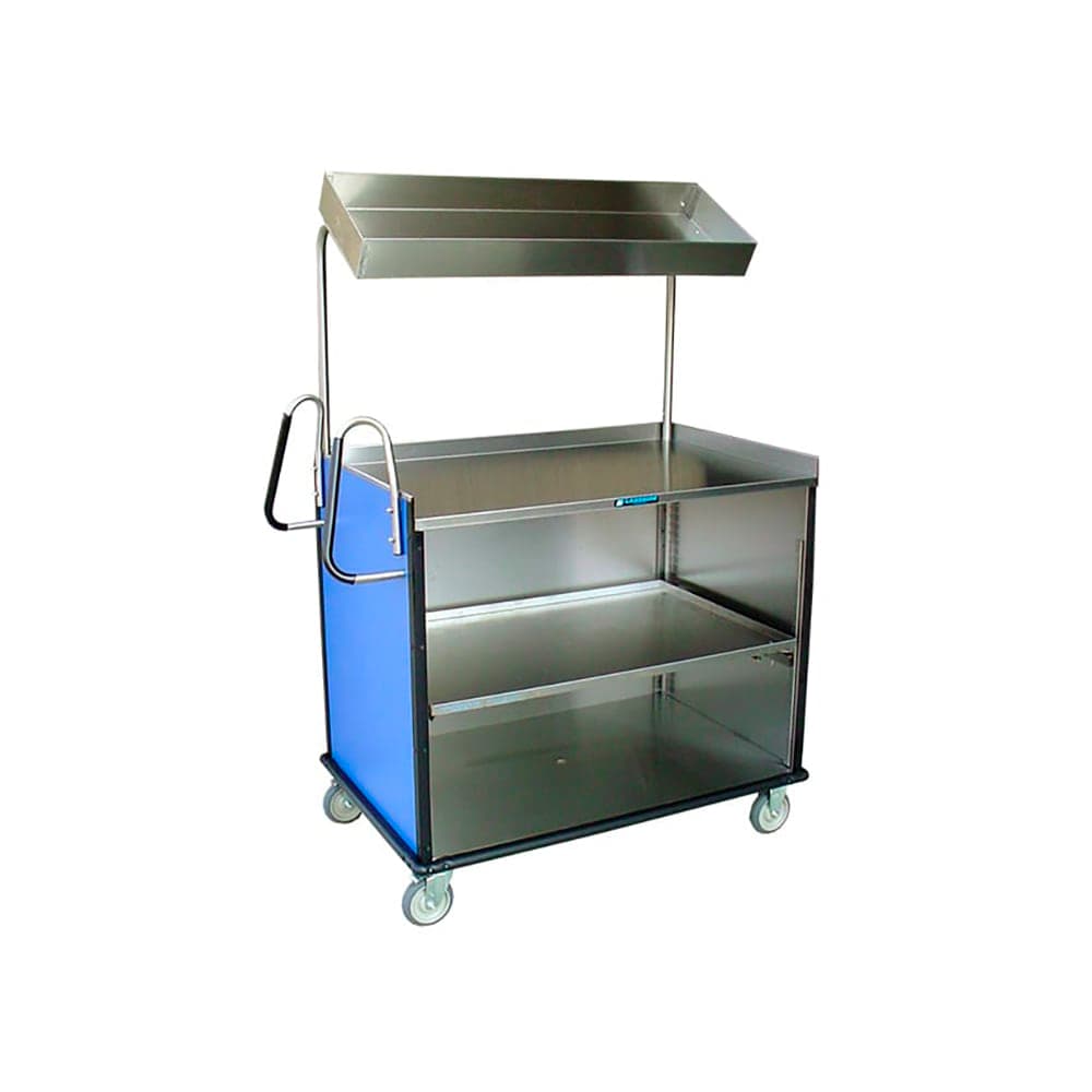 Lakeside 660 Food Cart w/ Overshelf, 49"L x 28 1/4"W x 72 1/4"H, Walnut