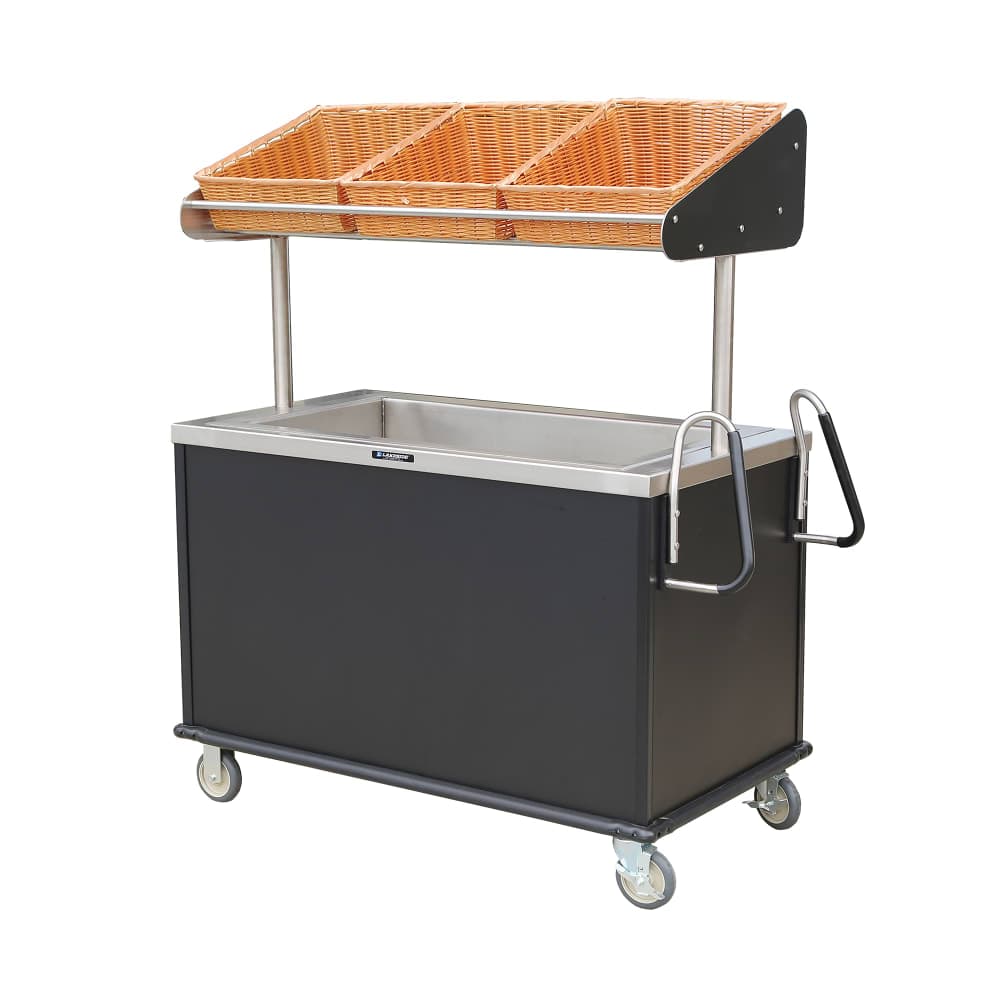 Lakeside 668 Food Cart for Breakfast w/ Overshelf, 54 3/4"L x 28 1/2"W x 67"H, Stainless