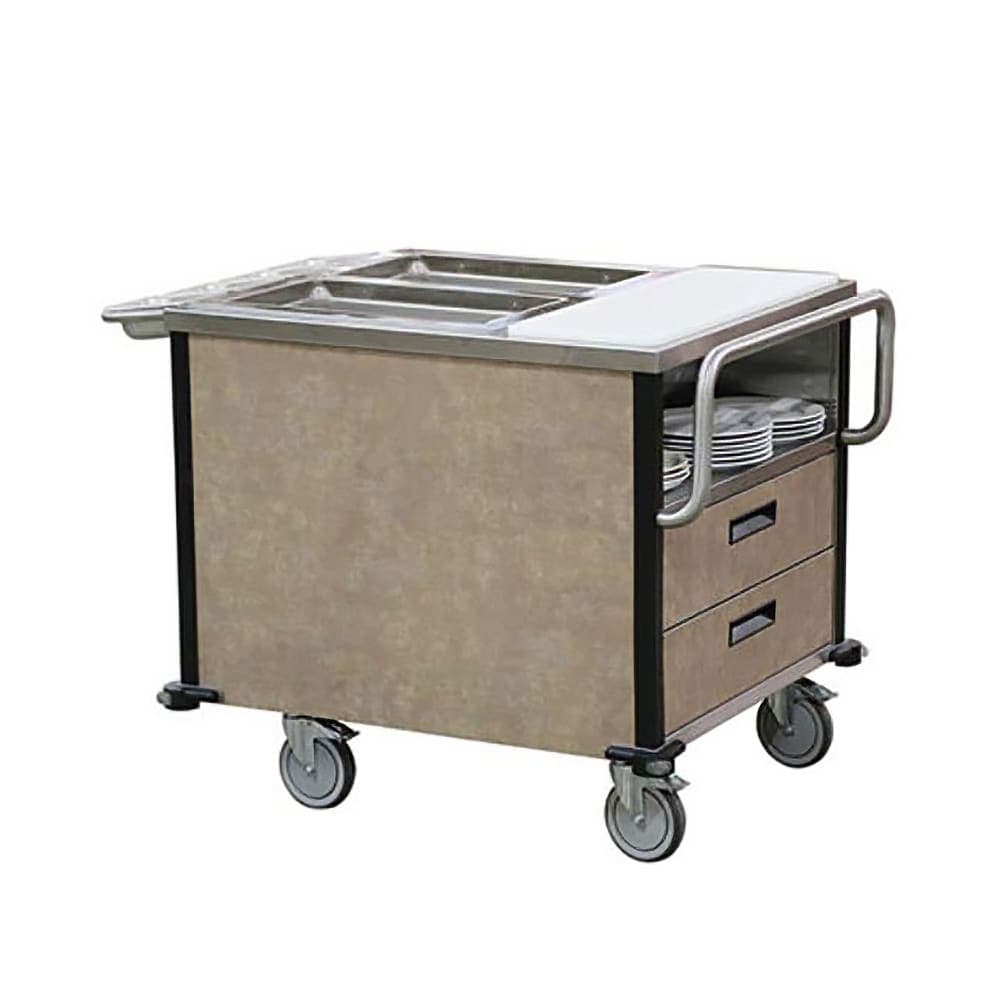 Lakeside 6755 SuzyQ Hot Food Cart w/ (2) Full-Size Hot Wells - Black, 208v/1ph