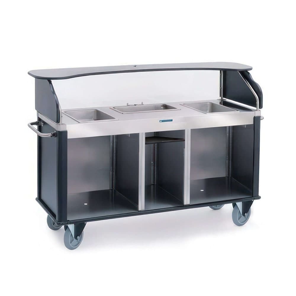 Lakeside 682-20 BEGSU Kiosk Type Food Cart w/ Enclosed Cabinet, 77 1/4"L x 28 1/4"W x 52 1/2"H, Beige