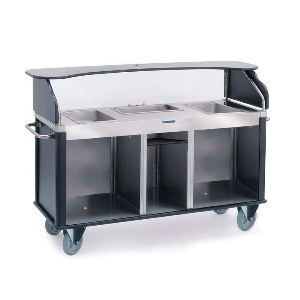 Lakeside 682-20 GRN Kiosk Type Food Cart w/ Enclosed Cabinet, 77 1/4"L x 28 1/4"W x 52 1/2"H, Green
