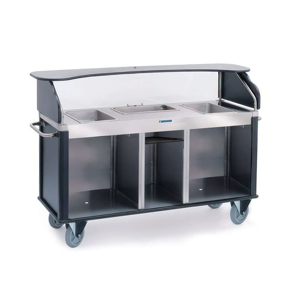 Lakeside 682-20 RBLU Kiosk Type Food Cart w/ Enclosed Cabinet, 77 1/4"L x 28 1/4"W x 52 1/2"H, Royal Blue
