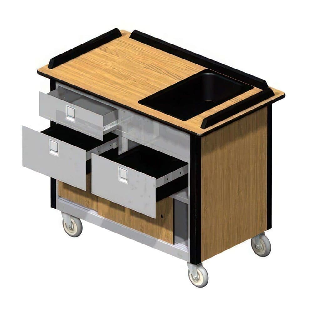 Lakeside 690-30 BLK Food Cart w/ Drawers, 44 1/2"L x 26"W x 37 3/4"H, Black