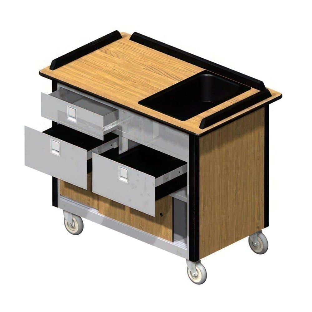 Lakeside 690-30 RED Food Cart w/ Drawers, 44 1/2"L x 24 1/2"W x 37 3/4"H, Red