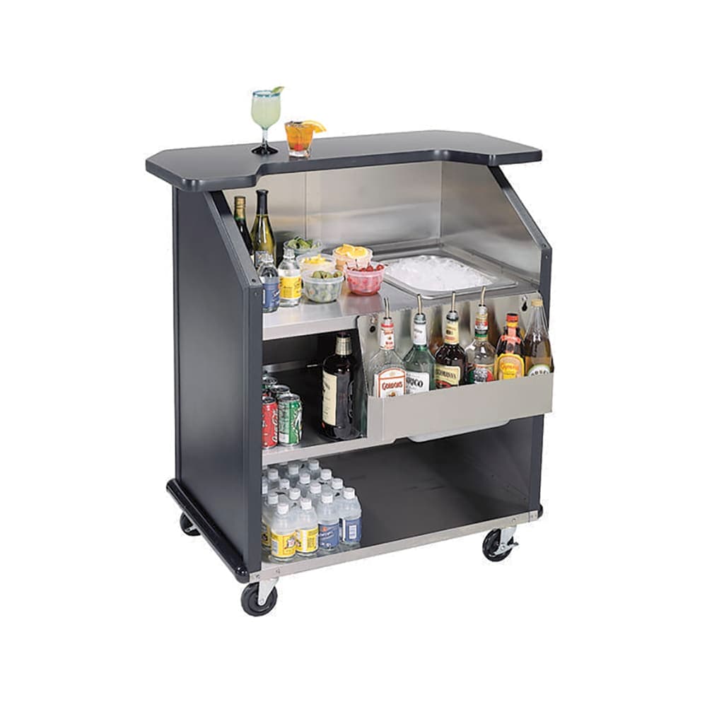 Lakeside 884 BEGSU 43" Portable Bar w/ 40 lb Ice Bin & Speed Rail, Beige Suede