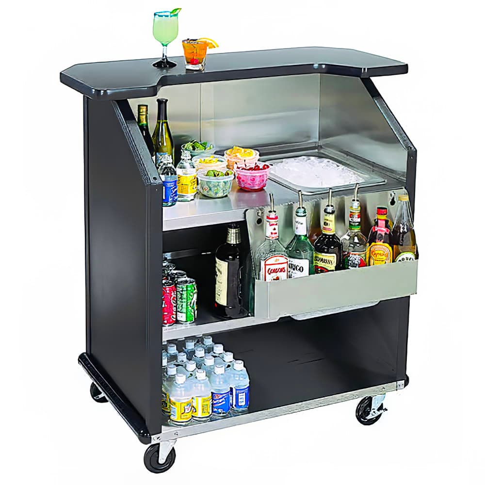 Lakeside 884 VCHER 43" Portable Bar w/ 40 lb Ice Bin & Speed Rail, Victorian Cherry