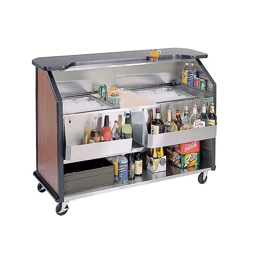 Lakeside 886 63 1/2" Portable Bar w/ (2) 40 lb Ice Bin, Speed Rail, Gray Sand