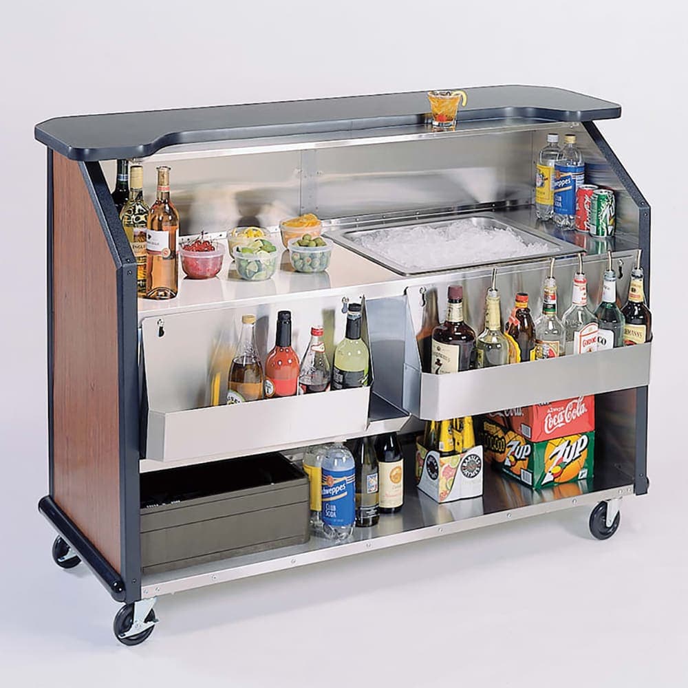 Lakeside 887 63 1/2" Portable Bar w/ 40 lb Ice Bin & (2) Speed Rails, Black