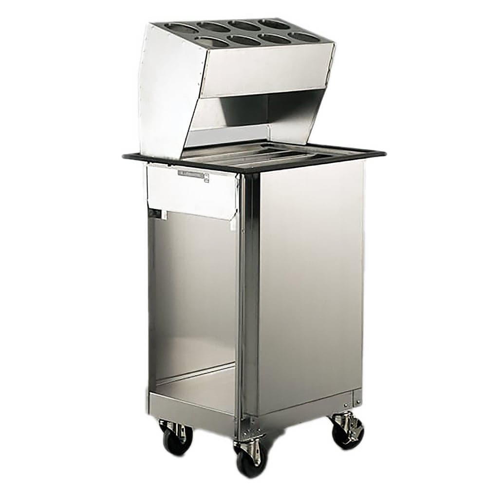 Lakeside 986 Mobile Tray Dispenser Cabinet w/ Flatware Rack