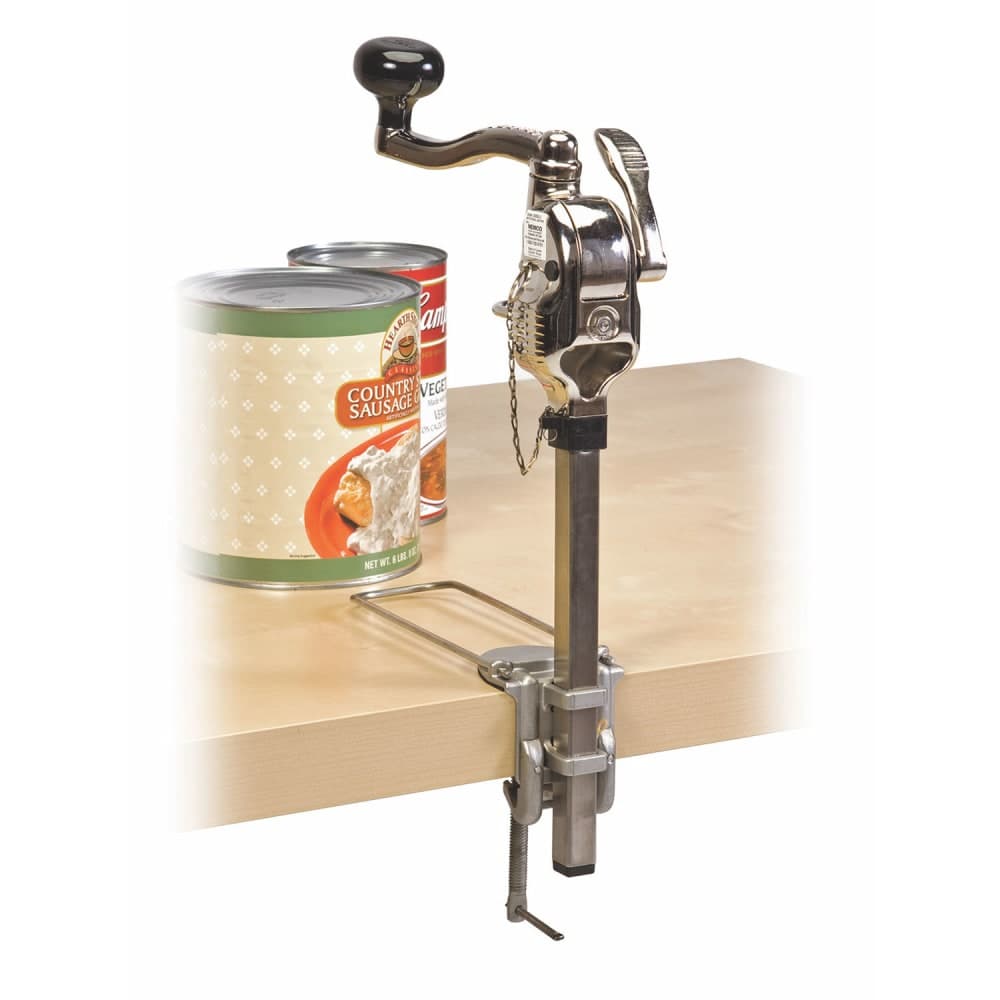 Nemco 56050-2 Compact Can Opener Under Clamp Gearless Drive 10 Can Capacity Stainless Aluminum