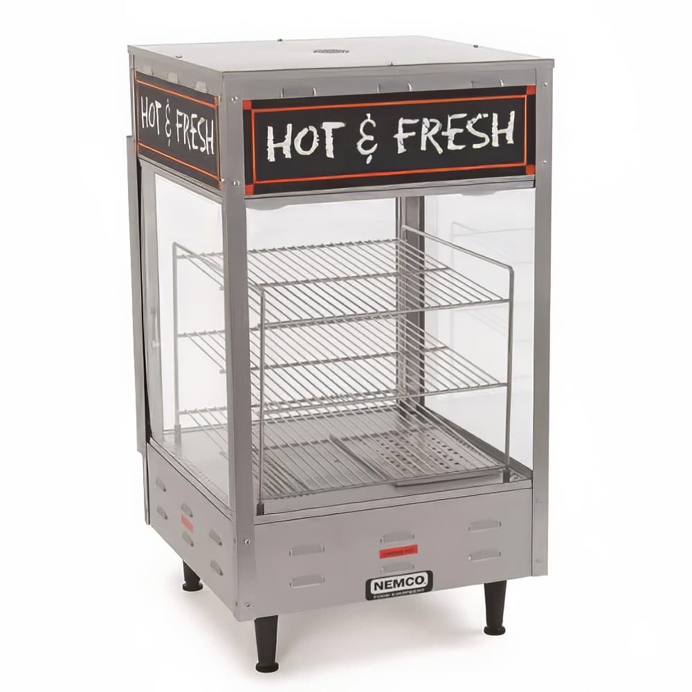 Nemco 6454-2 18 1/2" Self Service Countertop Heated Display Case - (3) Shelves, 120v