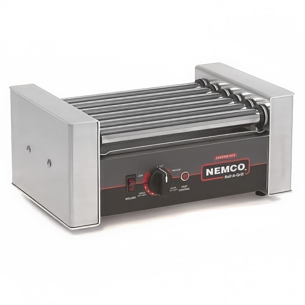 Nemco 8010SX 10 Hot Dog Roller Grill w/ Manual Controls - Flat Top, 120v