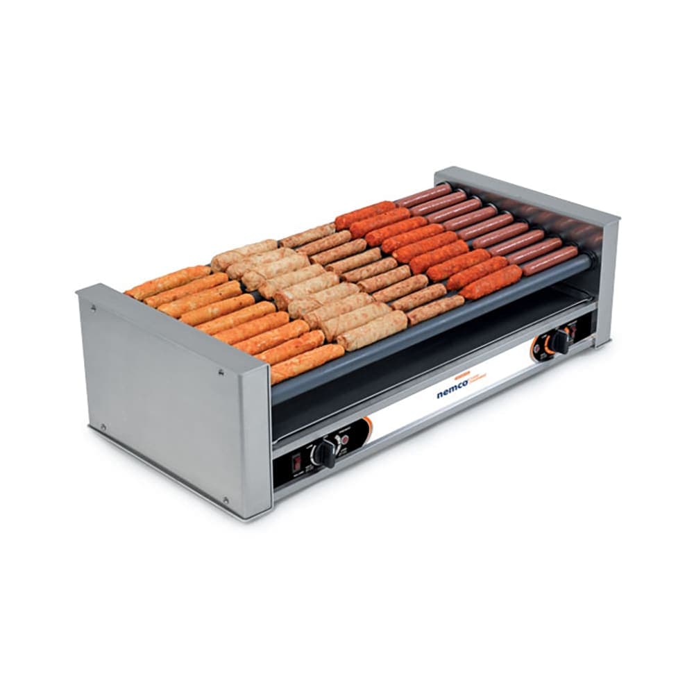 Nemco 8036-SLT 36 Hot Dog Roller Grill w/ Manual Controls - Slanted Top, 120v
