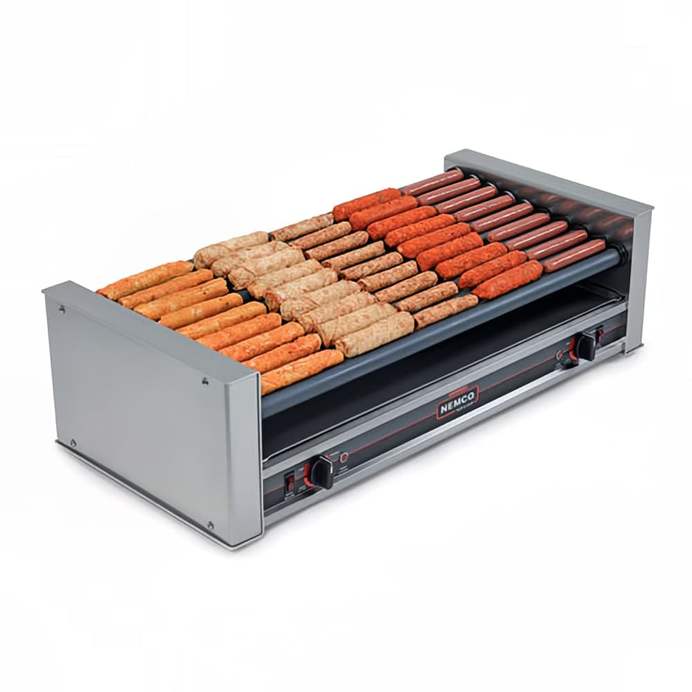 Nemco 8045W-SLT 45 Hot Dog Roller Grill w/ Manual Controls - Slanted Top, 120v